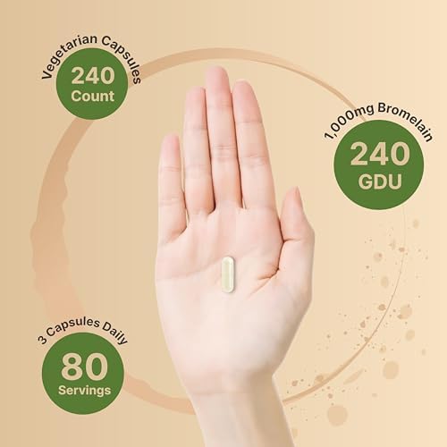 NatureBell Bromelina, 1,000mg por porción, 240 cápsulas vegetales | 2,400 GDU – Suplemento de enzimas digestivas y soporte articular – Enzimas - imagen 4