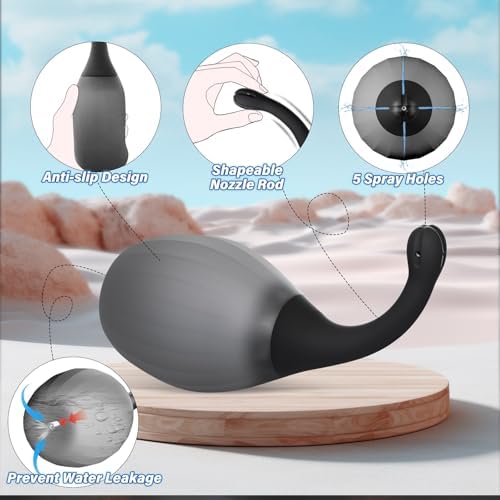 Enema Anal Ducha para Hombres y Mujeres - Bulbo Antifugas con Tubo de Silicón Moldeable, Kit de Limpieza Intestinal y Cuidado Femenino, 10.1 Onzas - imagen 2