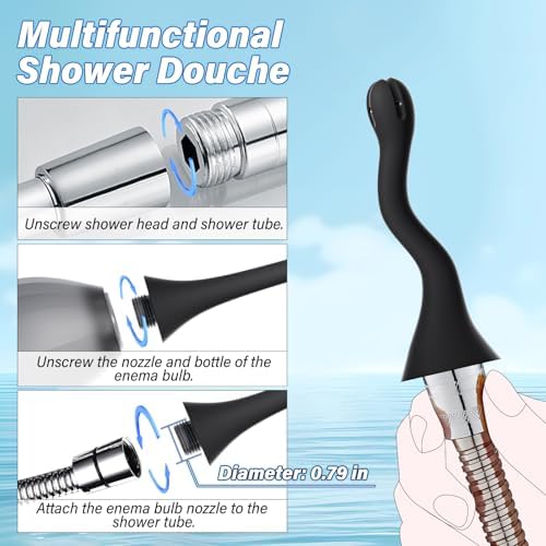 Enema Anal Ducha para Hombres y Mujeres - Bulbo Antifugas con Tubo de Silicón Moldeable, Kit de Limpieza Intestinal y Cuidado Femenino, 10.1 Onzas - imagen 4