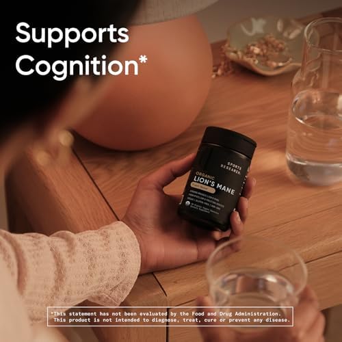 Suplemento Orgánico de Hongo Melena de León Sports Research® 1800mg - Salud Cerebral, Enfoque y Soporte Cognitivo - Orgánico USDA, No GMO, Vegano - - imagen 6