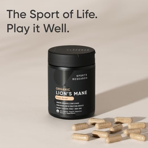 Suplemento Orgánico de Hongo Melena de León Sports Research® 1800mg - Salud Cerebral, Enfoque y Soporte Cognitivo - Orgánico USDA, No GMO, Vegano - - imagen 7