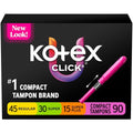 U by Kotex Click Paquete Múltiple de Tampones Compactos, Regular/Super, Sin Fragancia, 90 Piezas (El Empaque Puede Variar) - imagen 1