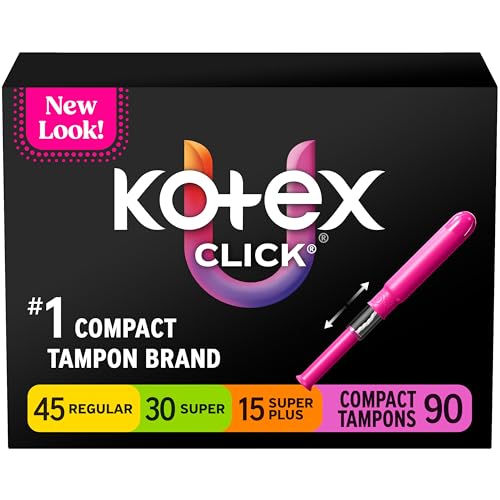 U by Kotex Click Paquete Múltiple de Tampones Compactos, Regular/Super, Sin Fragancia, 90 Piezas (El Empaque Puede Variar) - imagen 1