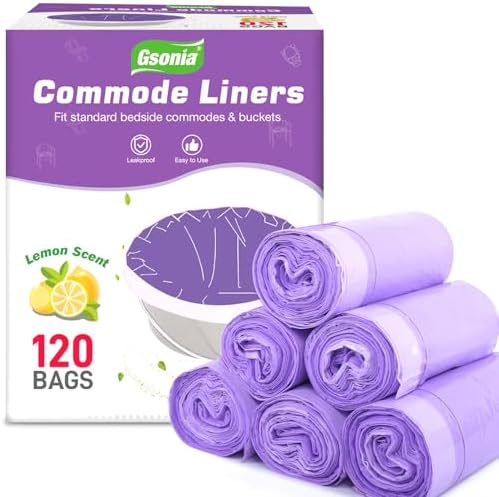 Forros desechables para inodoro 120 piezas, bolsas portátiles resistentes y a prueba de fugas, con aroma a limón, para inodoro estándar y camping - imagen 1