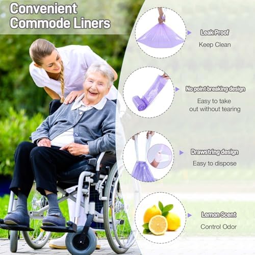 Forros desechables para inodoro 120 piezas, bolsas portátiles resistentes y a prueba de fugas, con aroma a limón, para inodoro estándar y camping - imagen 3