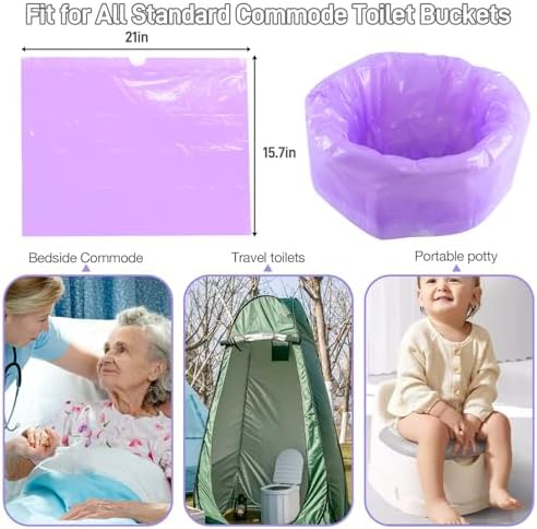 Forros desechables para inodoro 120 piezas, bolsas portátiles resistentes y a prueba de fugas, con aroma a limón, para inodoro estándar y camping - imagen 5