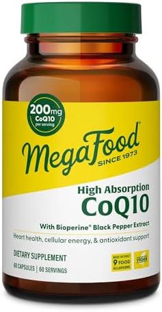 MegaFood CoQ10 de Alta Absorción 200mg - con Extracto de Pimienta Negra BioPerine - Antioxidante para Energía Celular y Envejecimiento Saludable - 60 - imagen 1