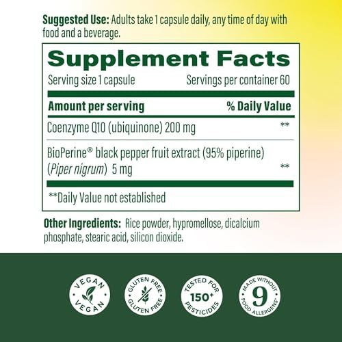 MegaFood CoQ10 de Alta Absorción 200mg - con Extracto de Pimienta Negra BioPerine - Antioxidante para Energía Celular y Envejecimiento Saludable - 60 - imagen 2