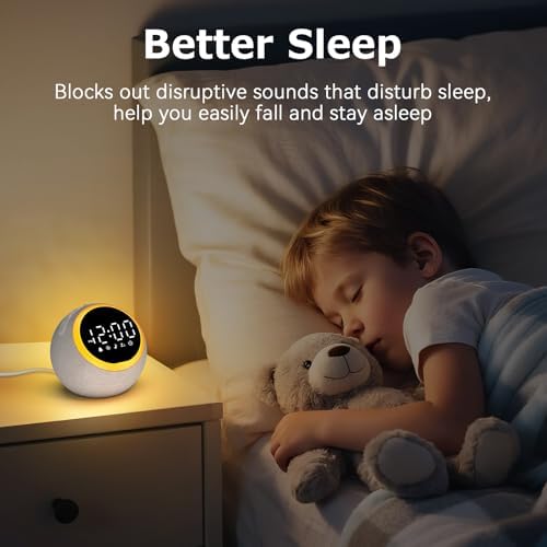 Reloj Despertador con Máquina de Sonido para Dormir: 25 Sonidos Relajantes, 7 Sonidos Suaves para Despertar, Volumen Ajustable y Temporizador (Gris) - imagen 7