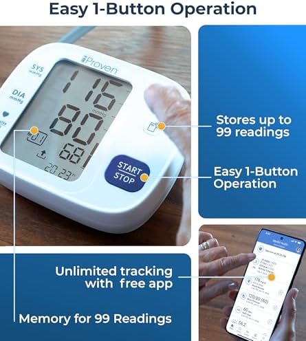 Monitor de Presión Arterial iProven Bluetooth para Uso en Casa - Brazo Superior con Integración de App, Operación de Un Solo Toque y Pantalla Grande - imagen 2