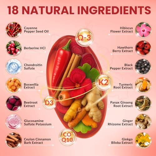 Suplemento de Cápsulas de Cayena, 240 Softgels con Vitamina D3+K2, Berberina, CoQ10, Omega-3, Cúrcuma, Espino y Remolacha, Apoya la Salud Digestiva y - imagen 3