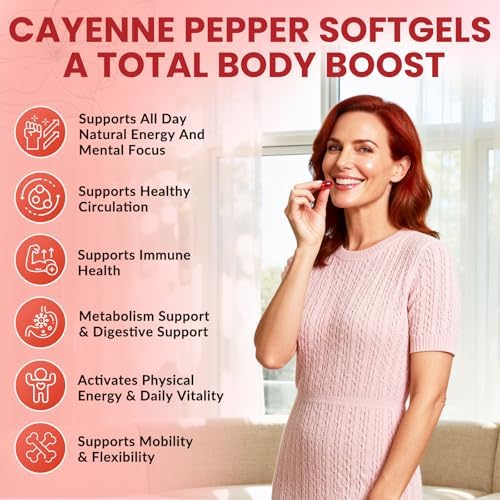 Suplemento de Cápsulas de Cayena, 240 Softgels con Vitamina D3+K2, Berberina, CoQ10, Omega-3, Cúrcuma, Espino y Remolacha, Apoya la Salud Digestiva y - imagen 4