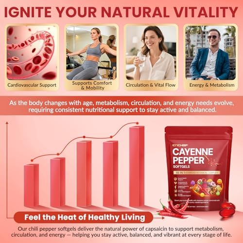 Suplemento de Cápsulas de Cayena, 240 Softgels con Vitamina D3+K2, Berberina, CoQ10, Omega-3, Cúrcuma, Espino y Remolacha, Apoya la Salud Digestiva y - imagen 5
