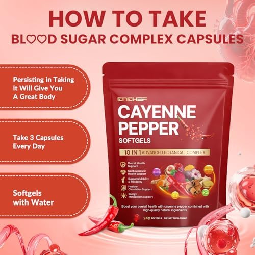 Suplemento de Cápsulas de Cayena, 240 Softgels con Vitamina D3+K2, Berberina, CoQ10, Omega-3, Cúrcuma, Espino y Remolacha, Apoya la Salud Digestiva y - imagen 7