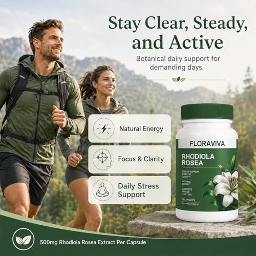 Cápsulas de Rhodiola Rosea 500mg - Suplemento Natural Adaptógeno para Estrés, Enfoque Mental y Energía - No OGM - imagen 3
