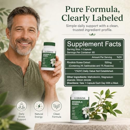 Cápsulas de Rhodiola Rosea 500mg - Suplemento Natural Adaptógeno para Estrés, Enfoque Mental y Energía - No OGM - imagen 4