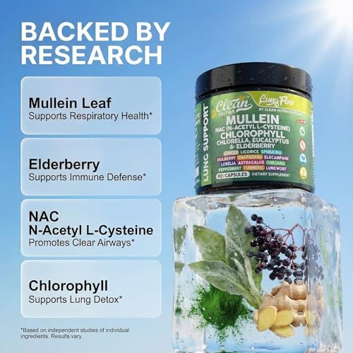 Extracto de Hoja de Mullein Clean Nutra para Limpieza Pulmonar | Suplemento NAC con Clorofila, Chlorella y Saúco | Detox Pulmonar para Fumadores | - imagen 3