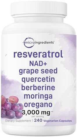 Micro Ingredients Complejo de Resveratrol y NAD de 3,000mg para Hombres y Mujeres, 240 Cápsulas Veganas | Suplemento Alternativo NMN | Mezcla 11 en 1 - imagen 1
