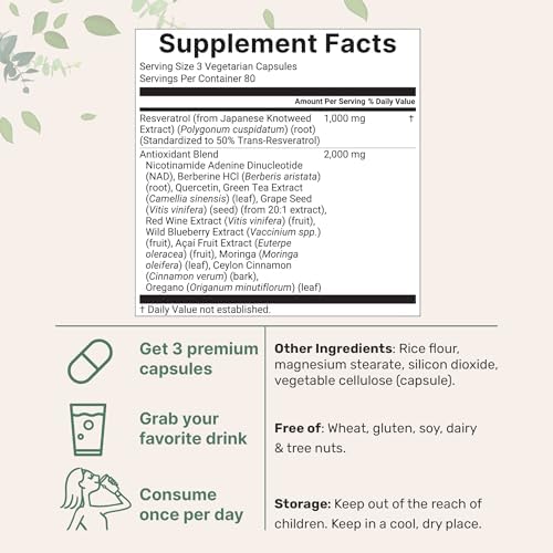 Micro Ingredients Complejo de Resveratrol y NAD de 3,000mg para Hombres y Mujeres, 240 Cápsulas Veganas | Suplemento Alternativo NMN | Mezcla 11 en 1 - imagen 2