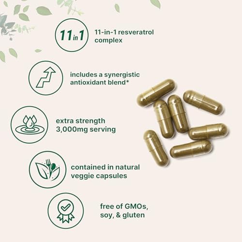 Micro Ingredients Complejo de Resveratrol y NAD de 3,000mg para Hombres y Mujeres, 240 Cápsulas Veganas | Suplemento Alternativo NMN | Mezcla 11 en 1 - imagen 3