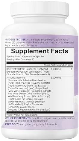 Micro Ingredients Complejo de Resveratrol y NAD de 3,000mg para Hombres y Mujeres, 240 Cápsulas Veganas | Suplemento Alternativo NMN | Mezcla 11 en 1 - imagen 6