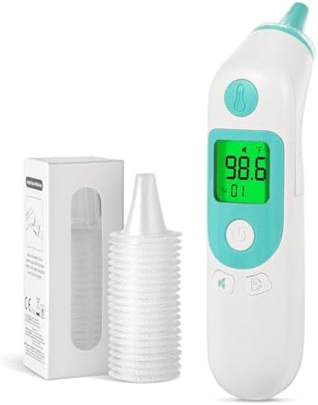 Termómetro para Adultos y Niños, Termómetro de Oído para Bebés Preciso con Indicador de Fiebre de 3 Colores, Memoria de 40 Lecturas, Modo Silencioso - imagen 1