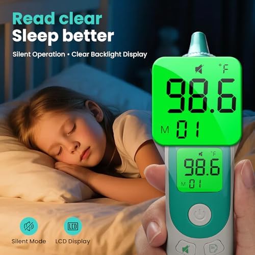 Termómetro para Adultos y Niños, Termómetro de Oído para Bebés Preciso con Indicador de Fiebre de 3 Colores, Memoria de 40 Lecturas, Modo Silencioso - imagen 5