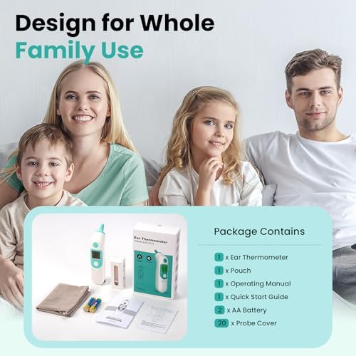 Termómetro para Adultos y Niños, Termómetro de Oído para Bebés Preciso con Indicador de Fiebre de 3 Colores, Memoria de 40 Lecturas, Modo Silencioso - imagen 8