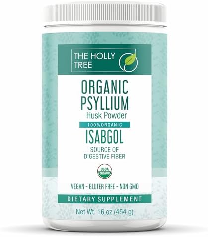 Polvo de Cáscara de Psyllium Orgánico THE HOLLY TREE 16 oz - Isabgol para Limpieza Intestinal y Regularidad - Fibra Premium - Vegano, Sin Gluten, No - imagen 1