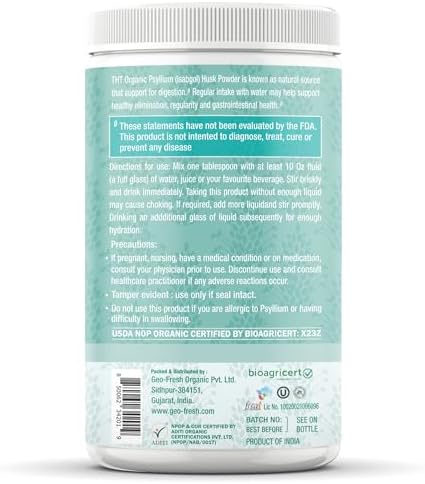 Polvo de Cáscara de Psyllium Orgánico THE HOLLY TREE 16 oz - Isabgol para Limpieza Intestinal y Regularidad - Fibra Premium - Vegano, Sin Gluten, No - imagen 7