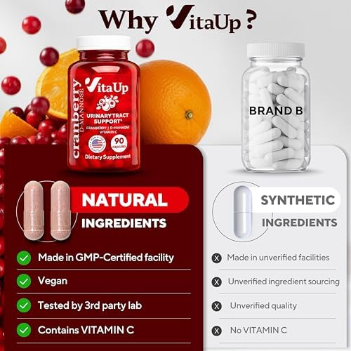 Suplemento VitaUp de D-Mannosa y Arándano para Mujeres – Hecho en EE. UU. – Cápsulas Veganas de Arándano, Vitamina C y D-Mannosa – 90 Cápsulas para - imagen 6