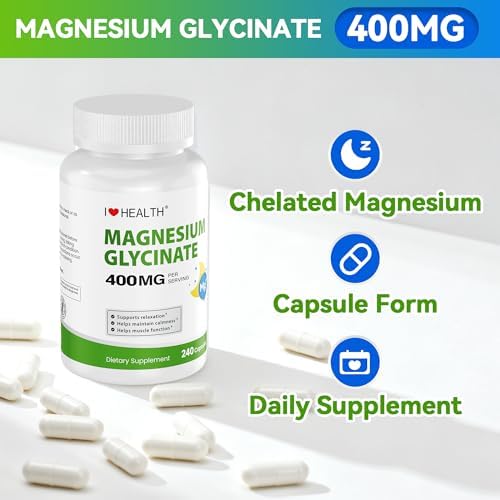 Glicinato de Magnesio 400mg por Cápsula – 240 Cápsulas – Suplemento de Magnesio de Alta Absorción para Relajación, Calma y Soporte Muscular – Suave - imagen 5