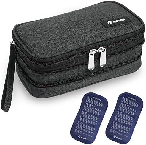 Maleta de viaje AUVON para insulina expandible con 2 paquetes de hielo de 180g, 10-12.5H de refrigeración, bolsa aislante portátil para plumas de - imagen 1