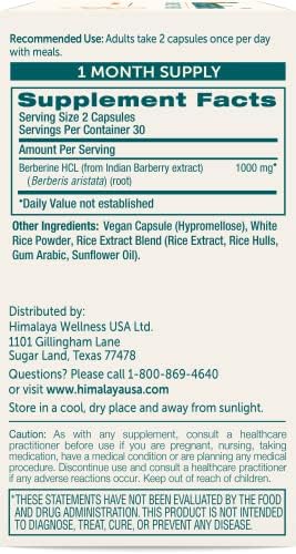 Himalaya Berberina - Suplemento Herbal para Apoyar el Metabolismo Normal, Salud Inmunológica y Digestiva - Vegano, Sin Gluten, 500 mg, 60 Cápsulas - imagen 2