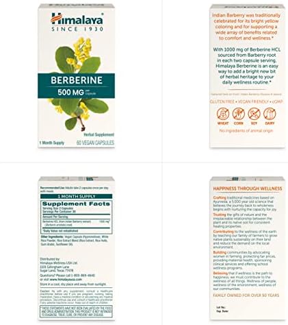 Himalaya Berberina - Suplemento Herbal para Apoyar el Metabolismo Normal, Salud Inmunológica y Digestiva - Vegano, Sin Gluten, 500 mg, 60 Cápsulas - imagen 7