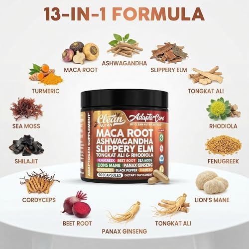 Cápsulas Orgánicas de Maca Clean Nutra para Mujeres + Ashwagandha, Olmo Resbaloso, Tongkat Ali, Rhodiola, Fenogreco, Remolacha, Musgo Marino, Ginseng - imagen 4