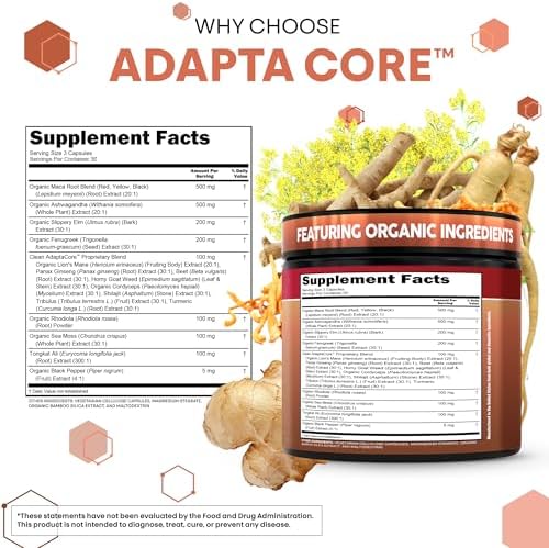Cápsulas Orgánicas de Maca Clean Nutra para Mujeres + Ashwagandha, Olmo Resbaloso, Tongkat Ali, Rhodiola, Fenogreco, Remolacha, Musgo Marino, Ginseng - imagen 5