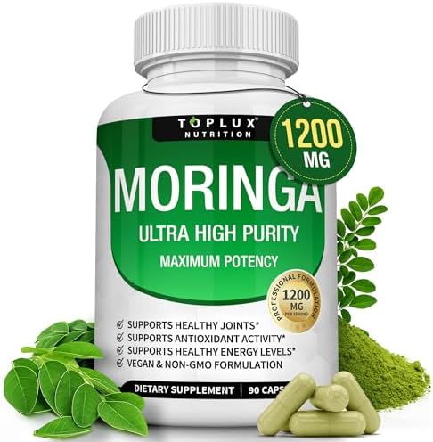 Cápsulas de Moringa Toplux 1200mg – Extracto de Hoja de Moringa en Polvo, Superalimento Verde Rico en Antioxidantes, 90 Cápsulas Veganas y No - imagen 1