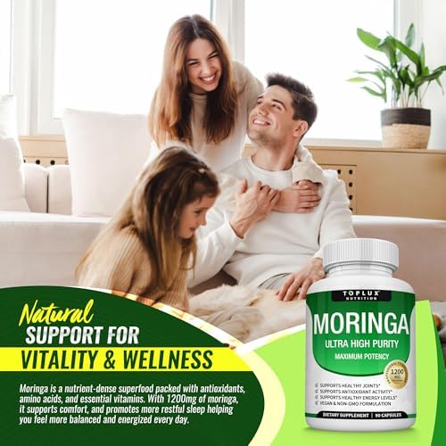Cápsulas de Moringa Toplux 1200mg – Extracto de Hoja de Moringa en Polvo, Superalimento Verde Rico en Antioxidantes, 90 Cápsulas Veganas y No - imagen 6