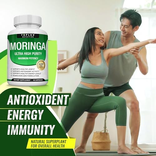 Cápsulas de Moringa Toplux 1200mg – Extracto de Hoja de Moringa en Polvo, Superalimento Verde Rico en Antioxidantes, 90 Cápsulas Veganas y No - imagen 7