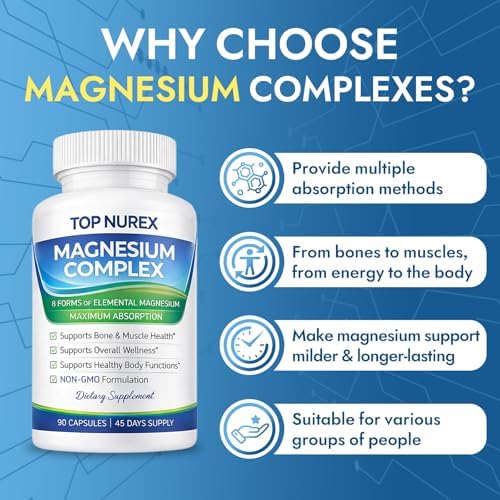 Suplemento Nurex Complejo de Magnesio 1000 mg, Mezcla de 8 Fuentes con Glicinato, Citrato, Malato y Taurato, Vegano, No Transgénico, 90 Cápsulas - imagen 2