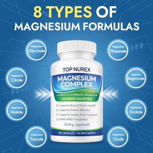Suplemento Nurex Complejo de Magnesio 1000 mg, Mezcla de 8 Fuentes con Glicinato, Citrato, Malato y Taurato, Vegano, No Transgénico, 90 Cápsulas - imagen 3