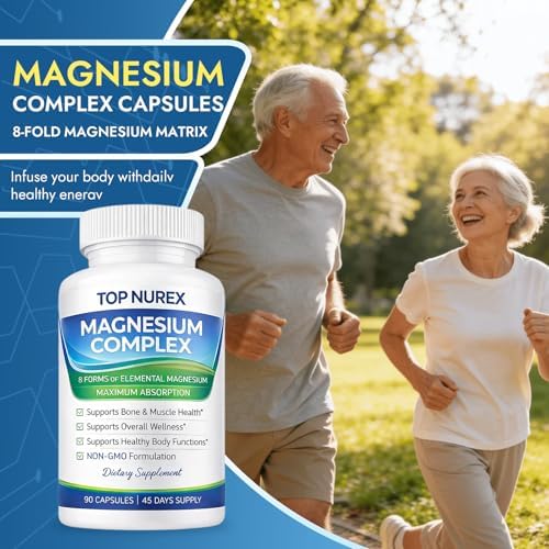 Suplemento Nurex Complejo de Magnesio 1000 mg, Mezcla de 8 Fuentes con Glicinato, Citrato, Malato y Taurato, Vegano, No Transgénico, 90 Cápsulas - imagen 6