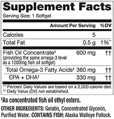 Aceite de Pescado Half-The-Size 1200 mg en Softgels de Walgreens (Antes Finest Nutrition) - 200 piezas - imagen 3