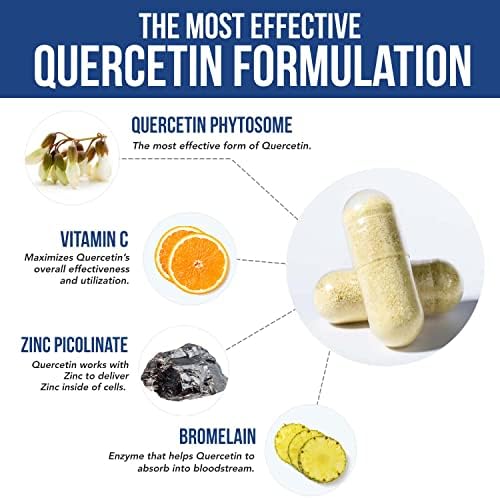 Quercetin Complete® Quercetina Fitósoma con 50X Mayor Absorción, Efectiva y Patente Quercefit – Mejorada con Bromelina, Zinc y Vitamina C (60 - imagen 4