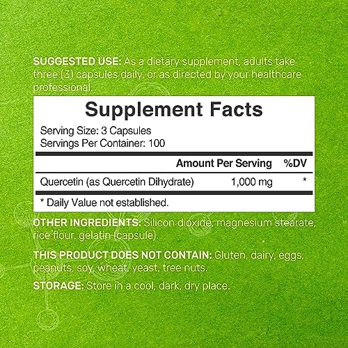 Suplemento DEAL Quercetina 1,000mg por Porción, 300 Cápsulas – Suplemento Natural para el Sistema Inmunológico, Alto en Flavonoides, Antioxidante – - imagen 2