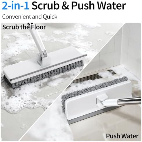 Cepillo de Piso Purexa con Mango de 55, 2 en 1 con Limpiador Integrado, Cabeza Ajustable y Cerdas Duras para Limpiar Pisos de Cerámica, Madera, - imagen 3