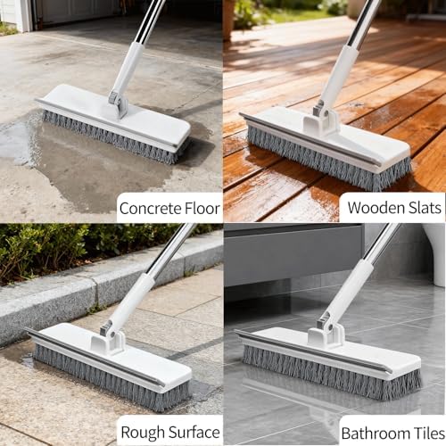 Cepillo de Piso Purexa con Mango de 55, 2 en 1 con Limpiador Integrado, Cabeza Ajustable y Cerdas Duras para Limpiar Pisos de Cerámica, Madera, - imagen 7
