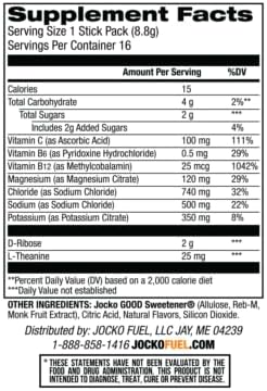 Jocko Fuel Hydrate - Paquetes de Electrolitos en Polvo Bajo en Azúcar para Hidratación y Recuperación - Con Vitaminas B6, B12 y C (16 Paquetes) Sabor - imagen 3
