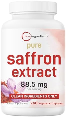 Extracto de Azafrán Puro Micro Ingredients, 240 Cápsulas Veganas | Fórmula 2 en 1 con Vitamina C Liposoluble | Apoyo para Ánimo, Visión y Corazón | - imagen 1